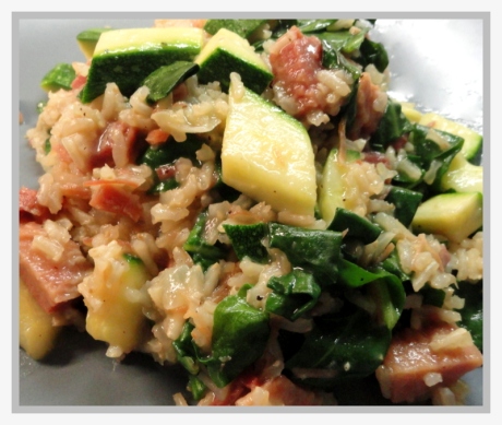Ham and vegetable risotto