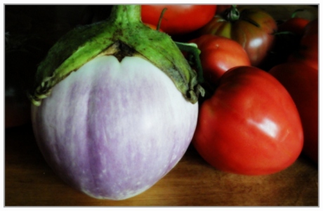 Eggplant and tomatoes
